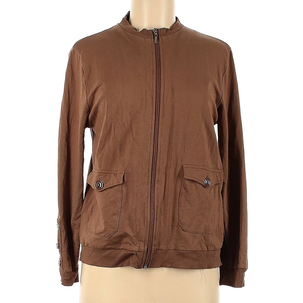 Anttony Originals Brown Zip up Jacket with Stylish Buttoned Pockets.